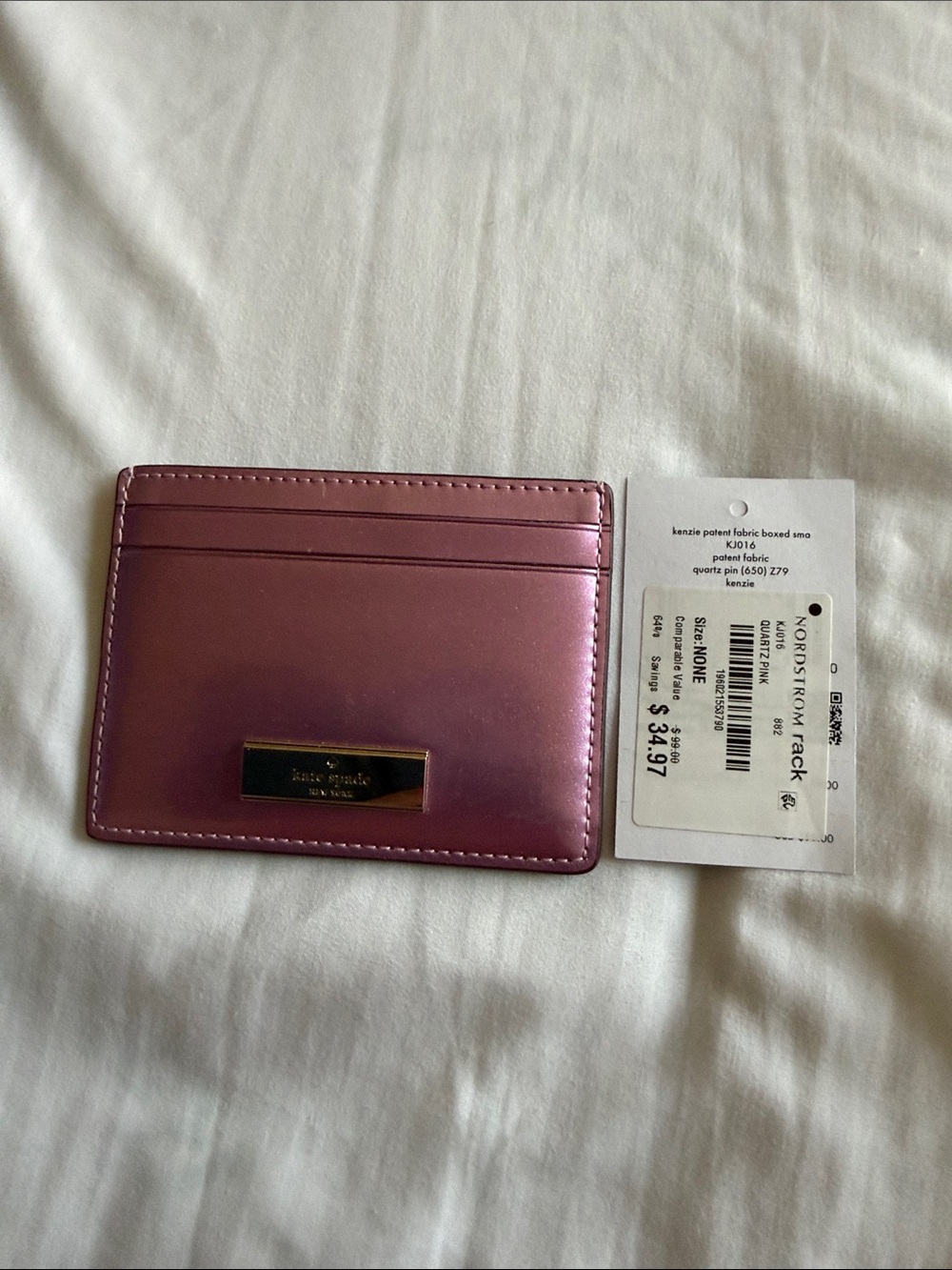 kate spade Metallic Plum Card & Key Case with Gold Plate - Picture 2 of 2